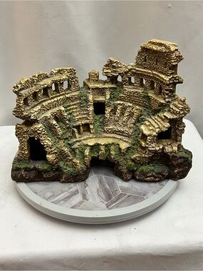 Vintage Roman Coliseum Ruins Sculpture Resin Shelf Decor Architectural Piece